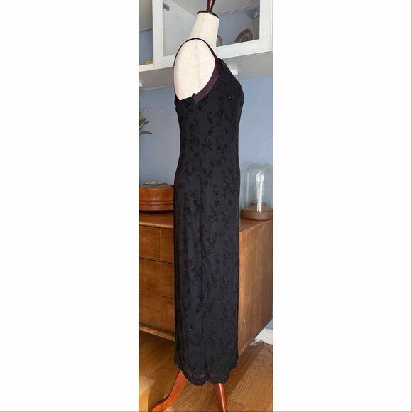 SOLD Mesh & Floral Velvet Glitter Maxi Dress Strappy Whimsygoth Vampy S - Picture 4 of 8